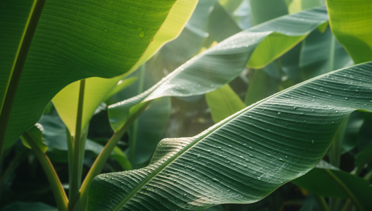 Fresh banana leaves background